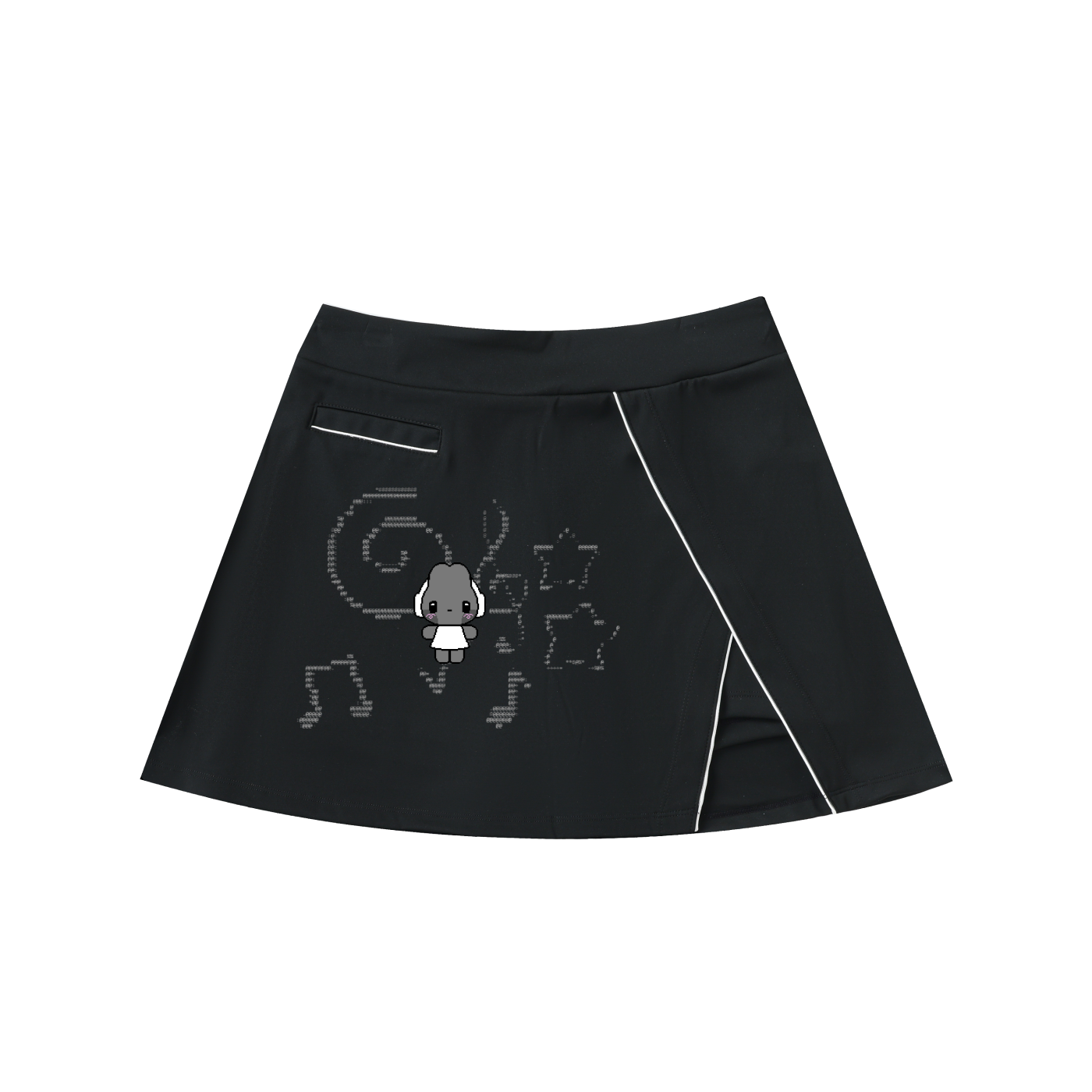 Headphone Bunny High-Waist Pocketed A-Line Skirt