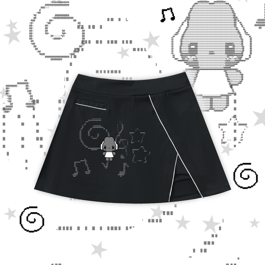 Headphone Bunny High-Waist Pocketed A-Line Skirt