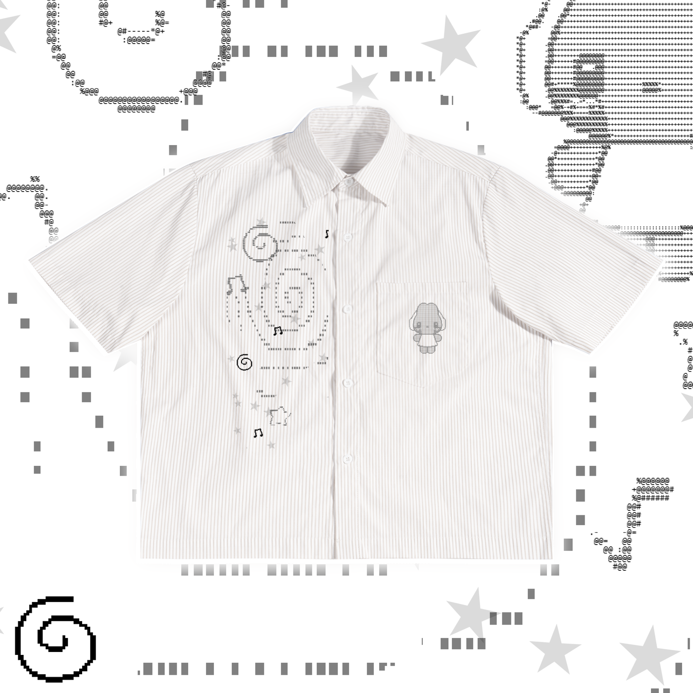Headphone Bunny Oversized Vertical Stripe Boxy Shirt