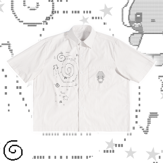 Headphone Bunny Oversized Vertical Stripe Boxy Shirt