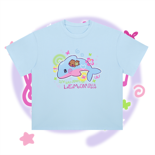 Lucky Dolphin Heavyweight Drop Shoulder Cotton T-Shirt