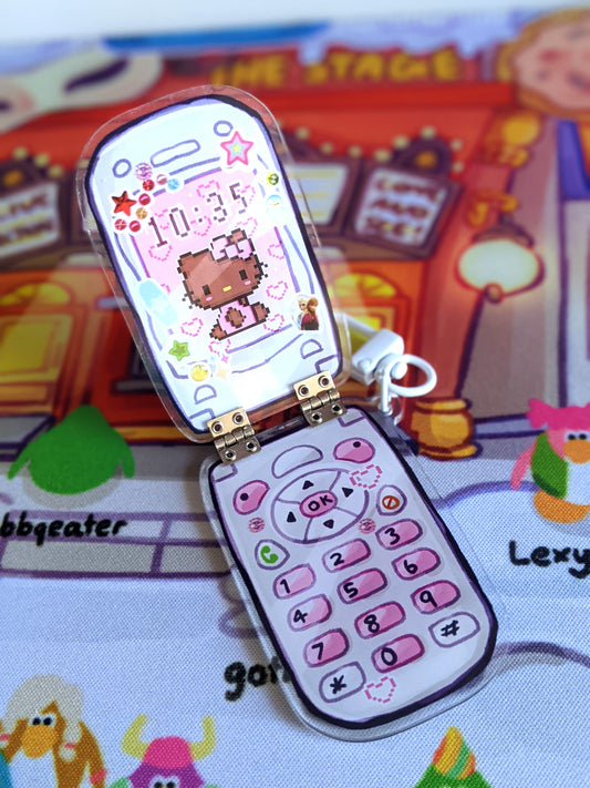 Flip Phone Double-Sided Acrylic Hinged Charm