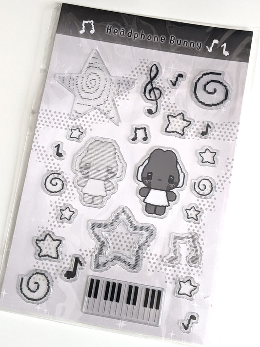 Headphone Bunny 3D Puffy Sticker Sheet