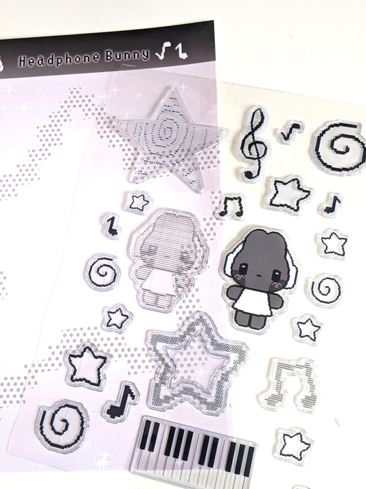 Headphone Bunny 3D Puffy Sticker Sheet