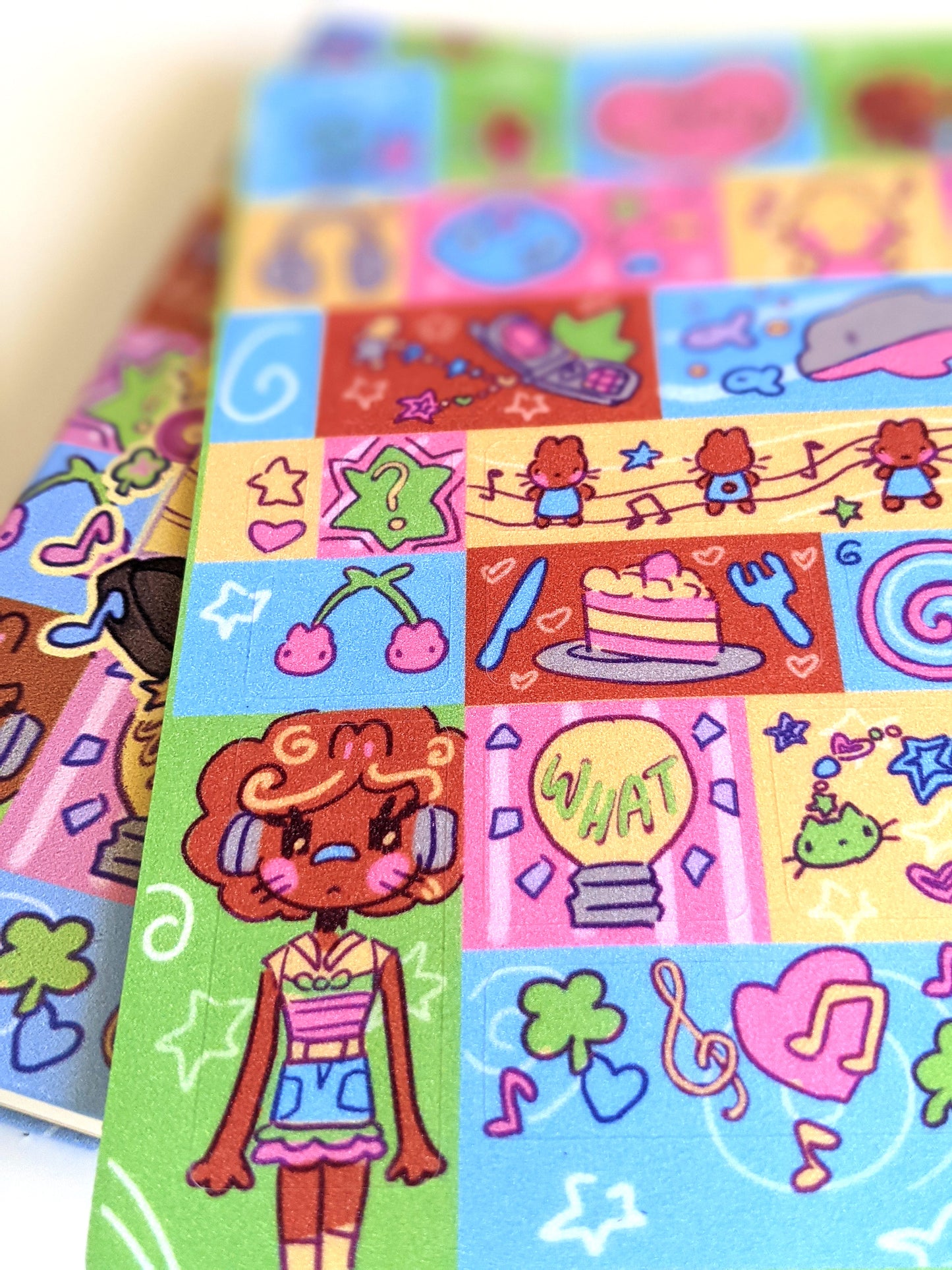 Digital Noise Leatherette Notebook and Sticker Sheet