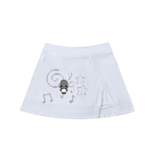 Headphone Bunny High-Waist Pocketed A-Line Skirt