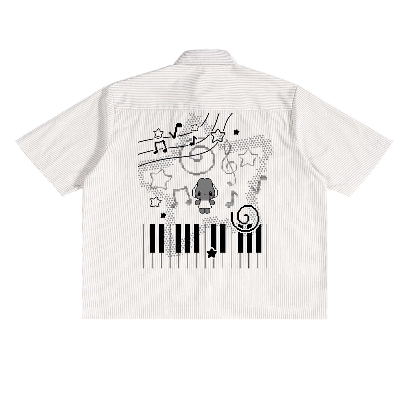 Headphone Bunny Oversized Vertical Stripe Boxy Shirt