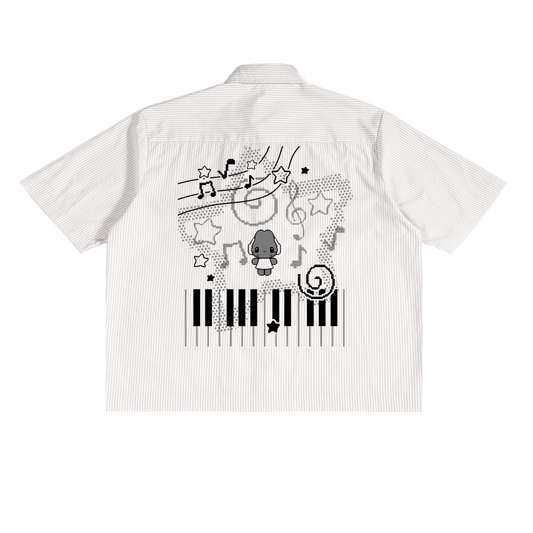 Headphone Bunny Oversized Vertical Stripe Boxy Shirt