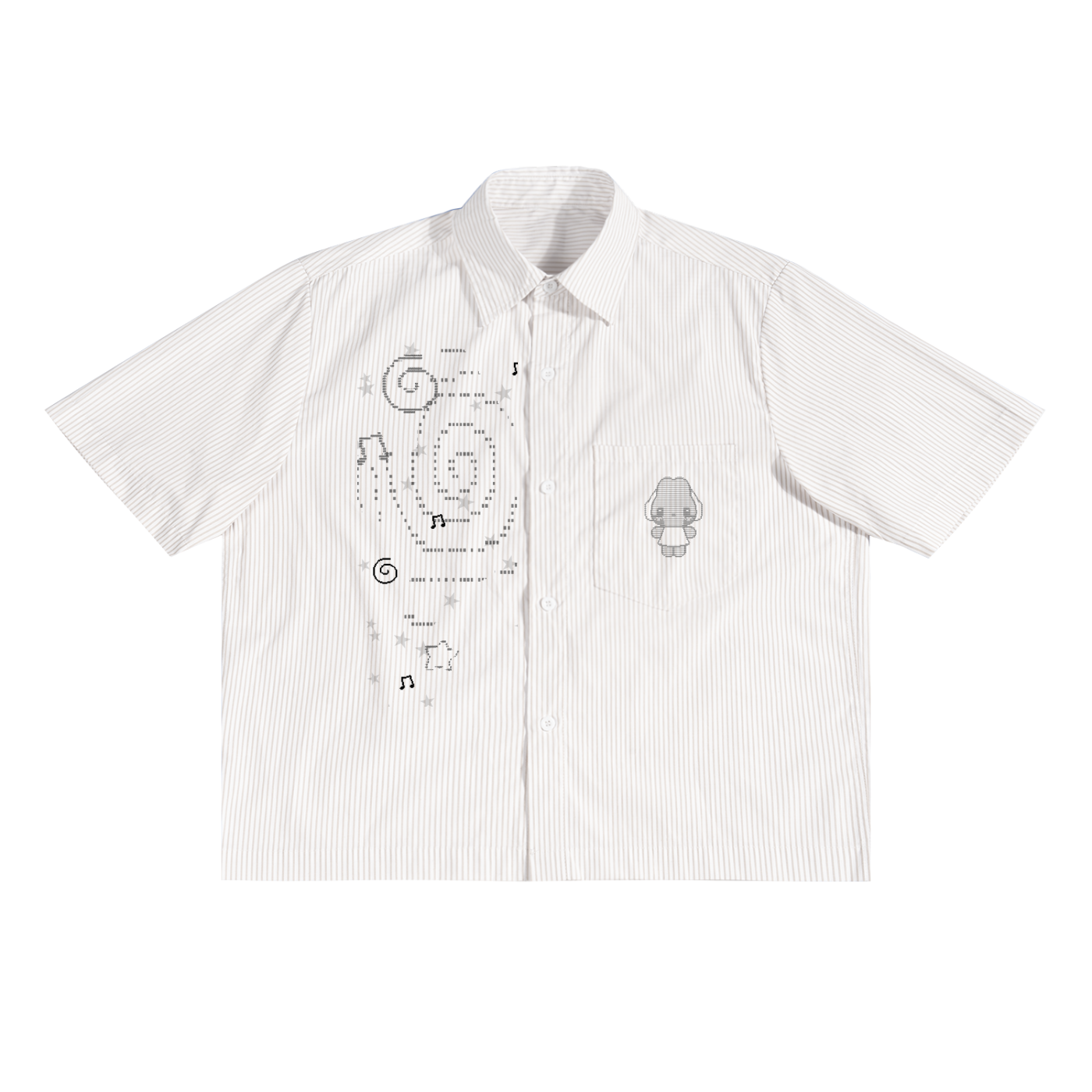 Headphone Bunny Oversized Vertical Stripe Boxy Shirt