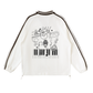 Headphone Bunny White Contrast Striped Lapel Collar Sweatshirt