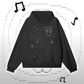 Headphone Bunny Black Heavyweight Hidden Pocket Fleece Hoodie