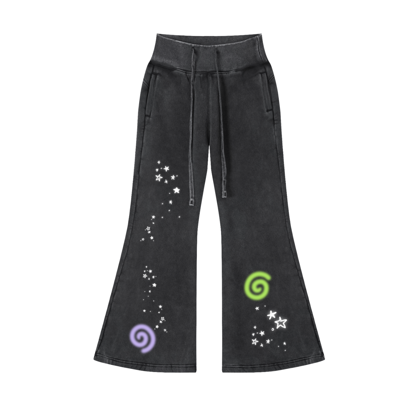 I Love Life Vintage Washed Flared Fleece Pants
