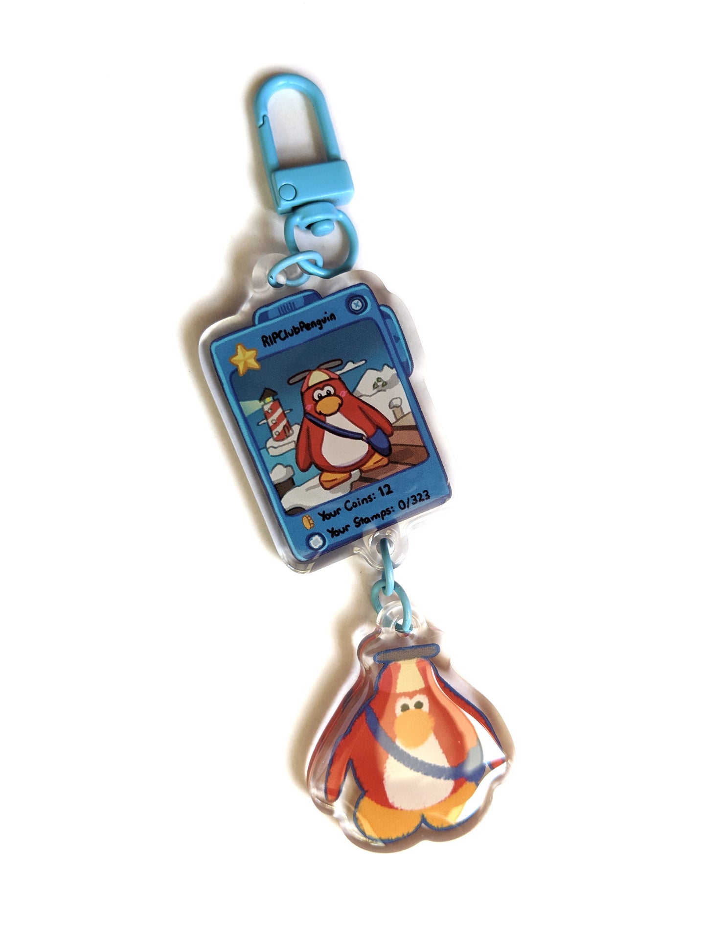 Penguin Profile Double-Sided Acrylic Charm