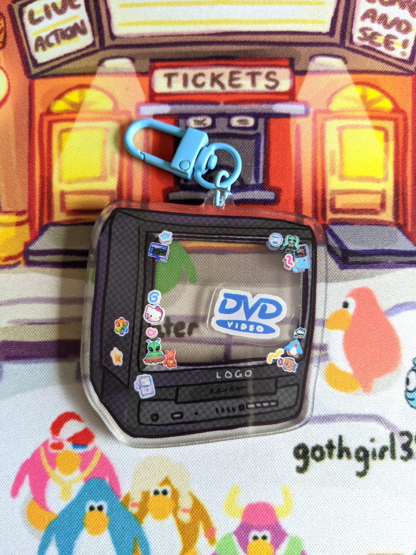 Retro DVD Screen Double-Sided Acrylic Shaker Charm