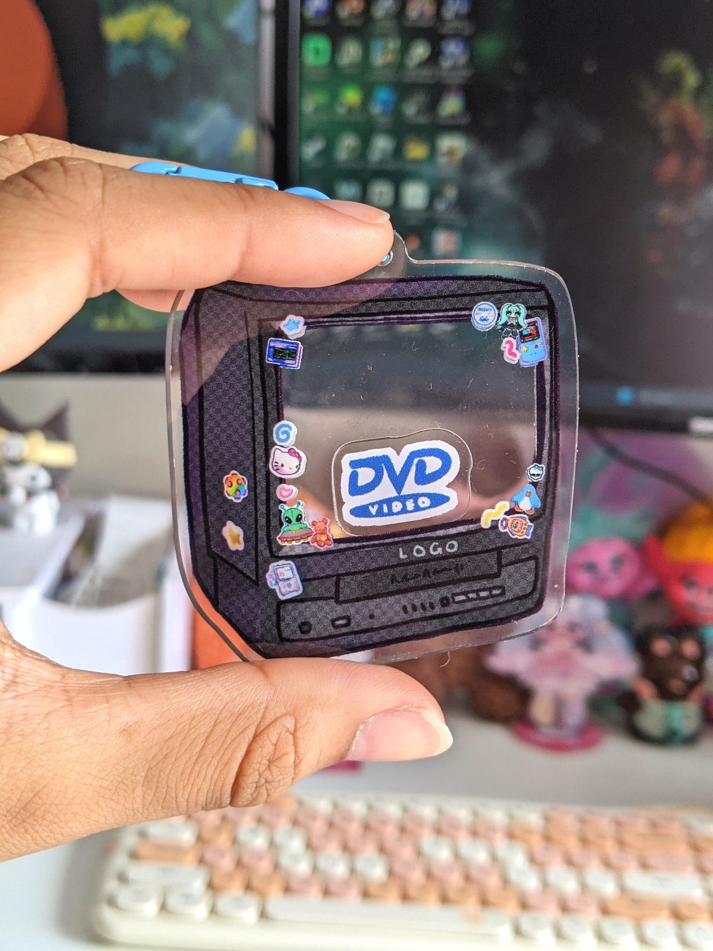 Retro DVD Screen Double-Sided Acrylic Shaker Charm