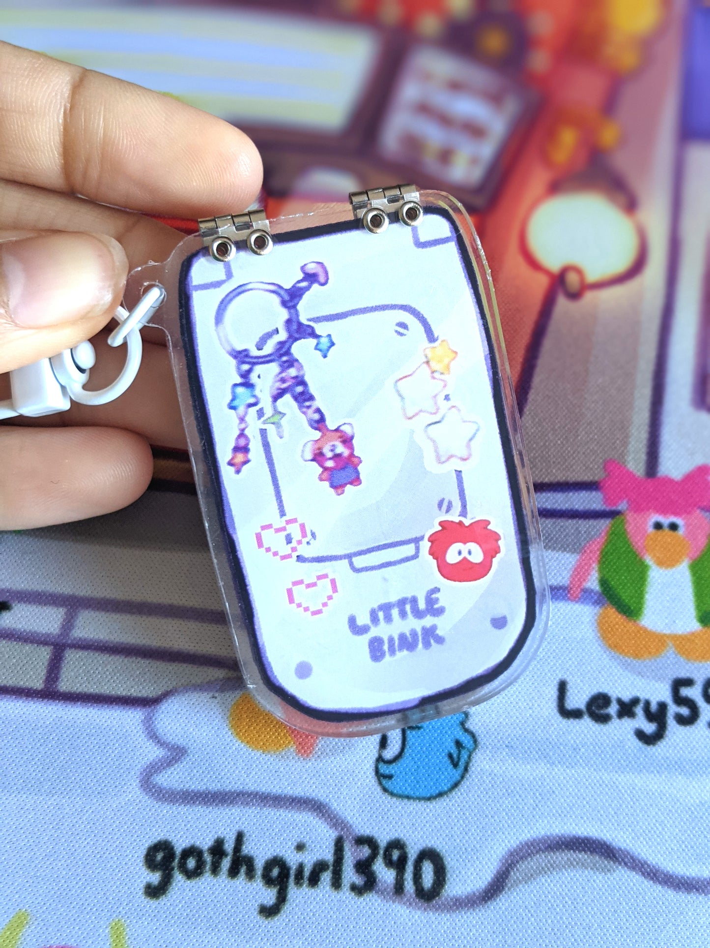 Flip Phone Double-Sided Acrylic Hinged Charm