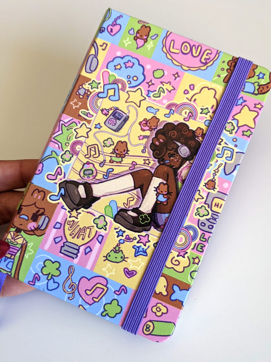 Digital Noise Leatherette Notebook and Sticker Sheet