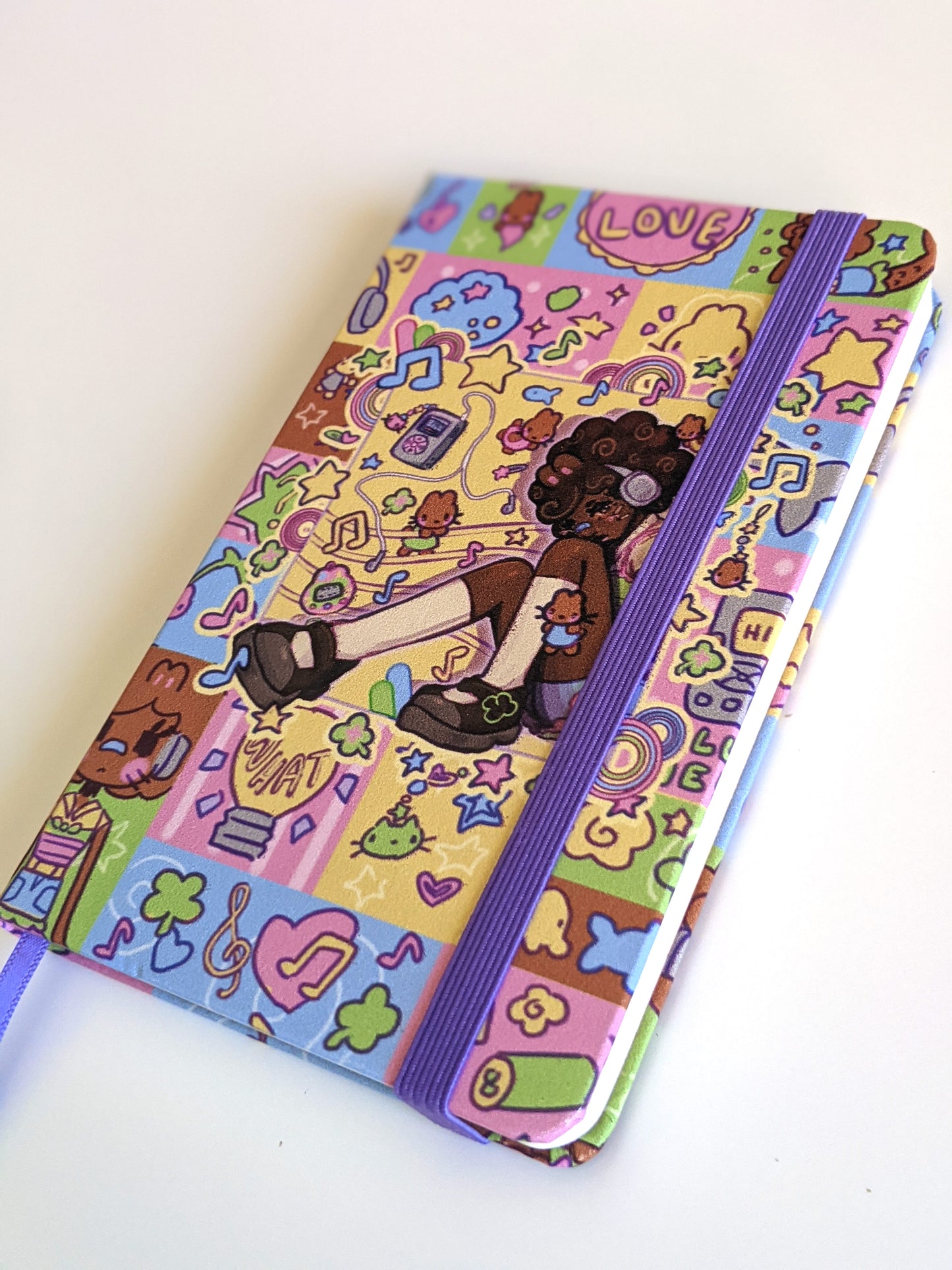 Digital Noise Leatherette Notebook and Sticker Sheet