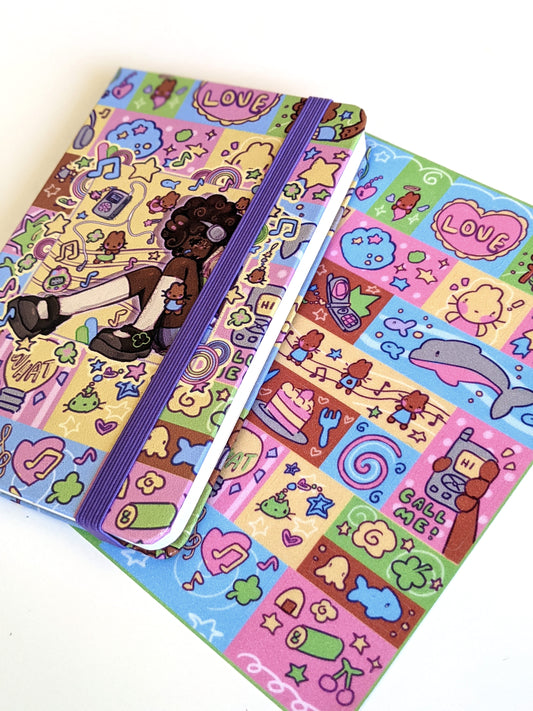 Digital Noise Leatherette Notebook and Sticker Sheet