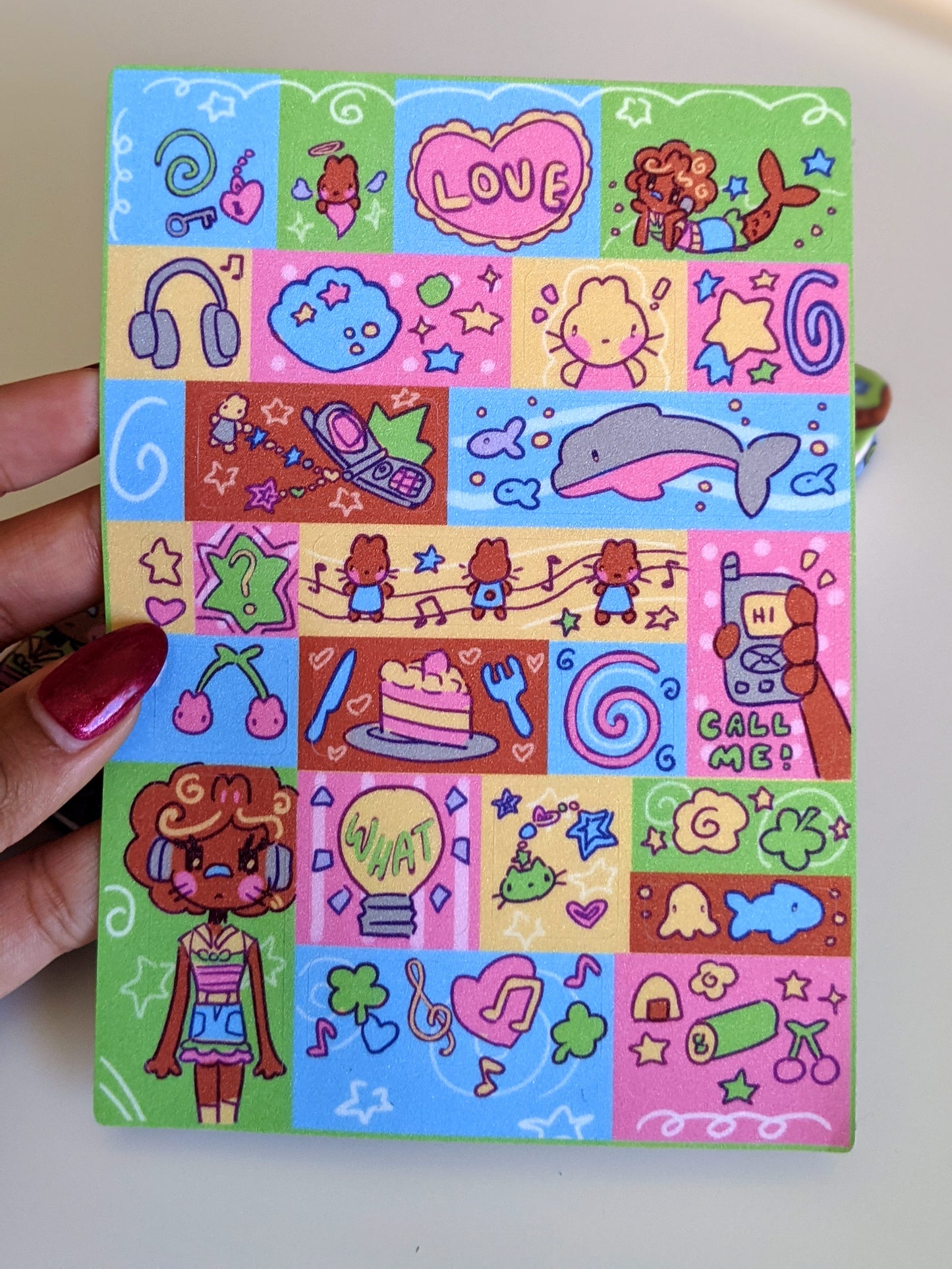 Digital Noise Leatherette Notebook and Sticker Sheet