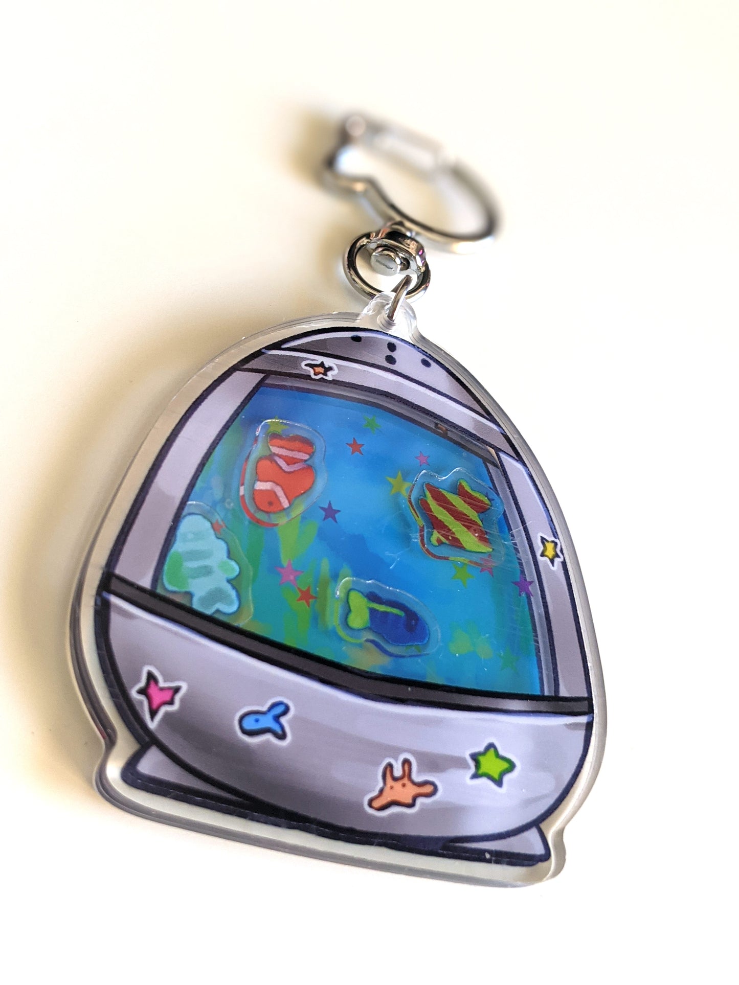 Round Aquarium Lamp Double-Sided Acrylic Shaker Charm