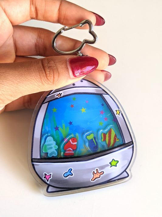 Round Aquarium Lamp Double-Sided Acrylic Shaker Charm