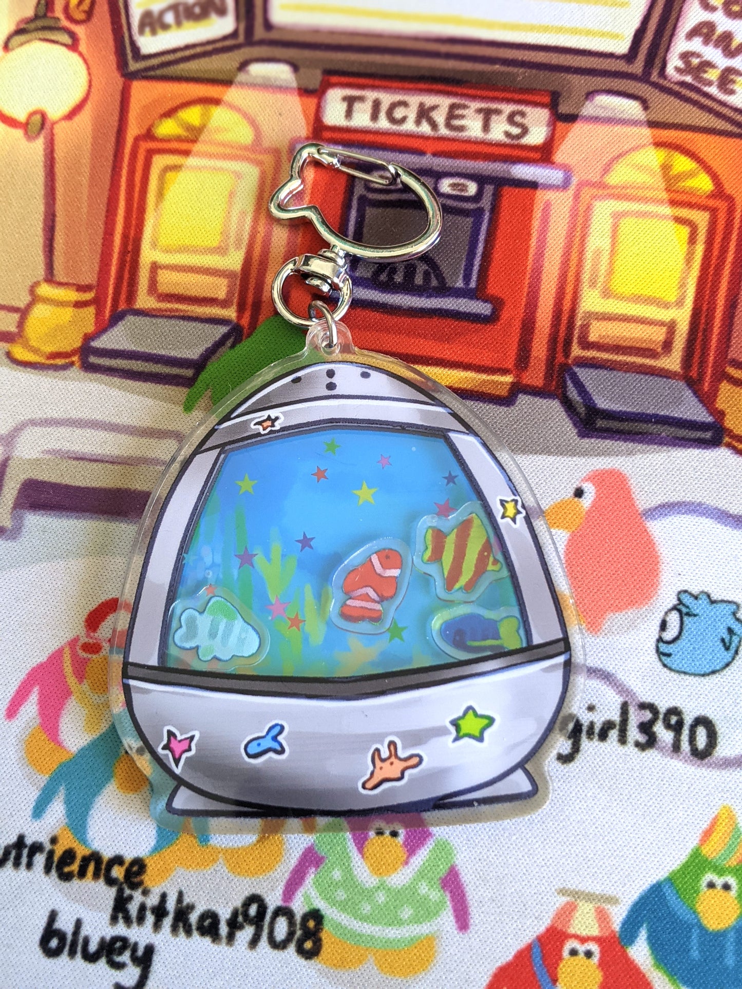 Round Aquarium Lamp Double-Sided Acrylic Shaker Charm