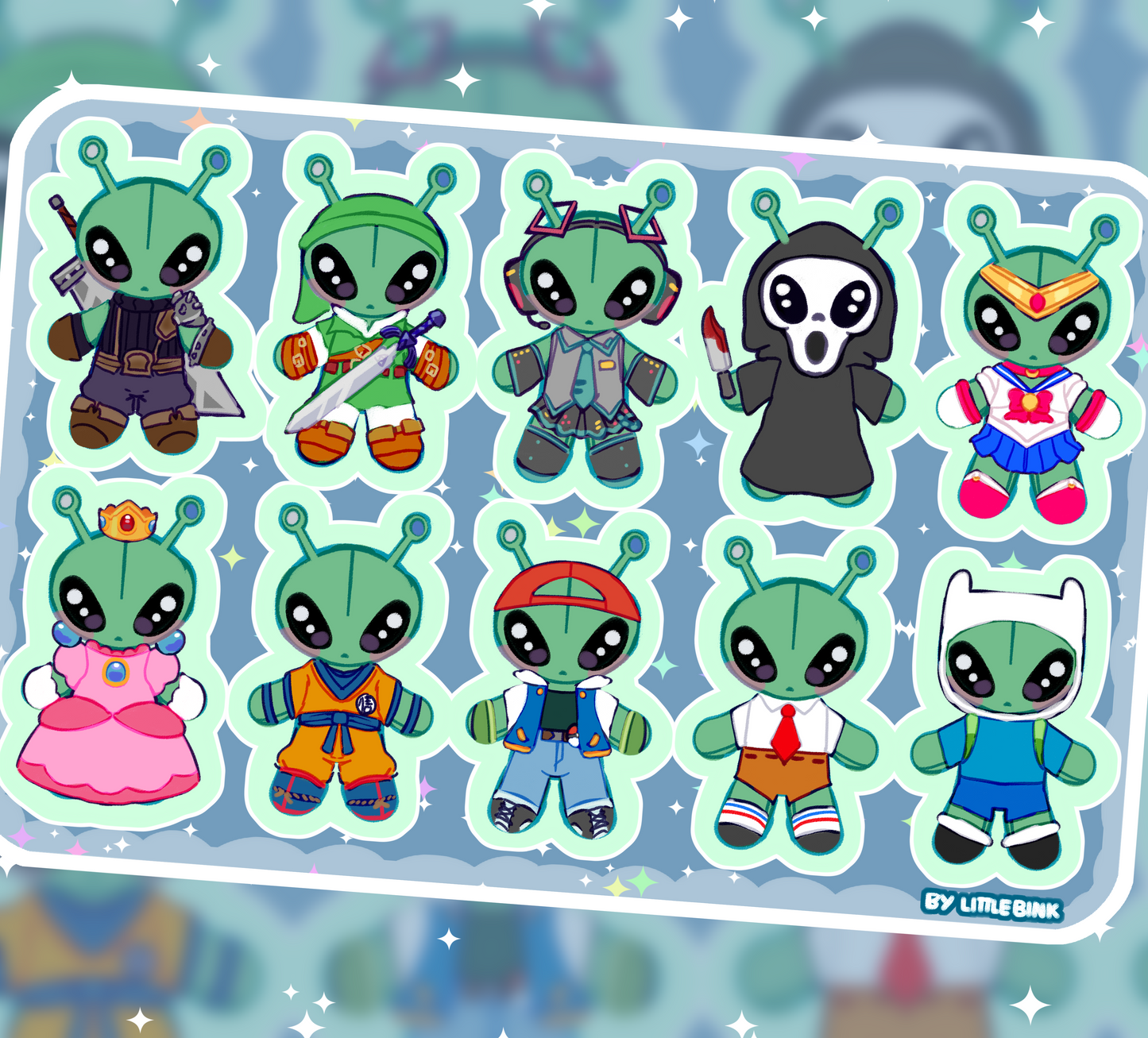 Cosplay Alien Sticker Sheet