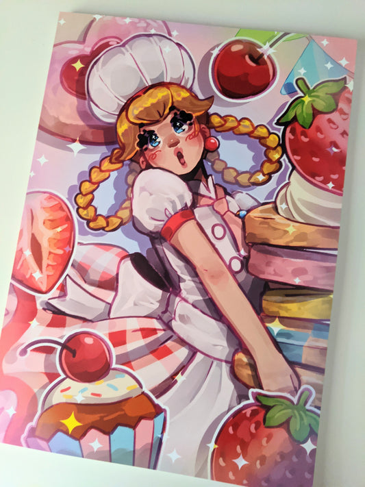 Showtime Chef Peach Art Print