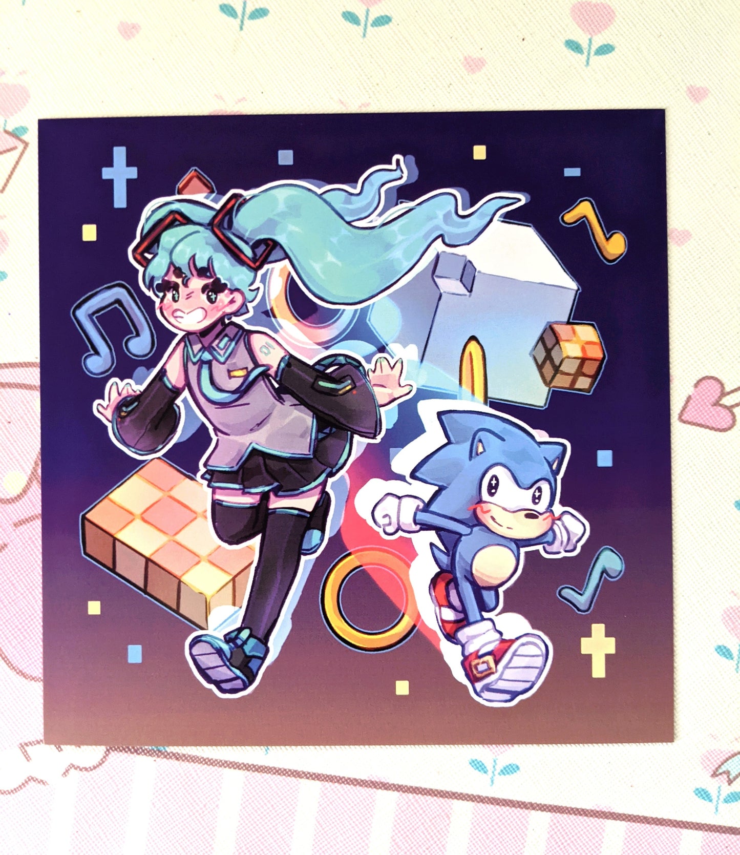 Sonic and Miku Art Print