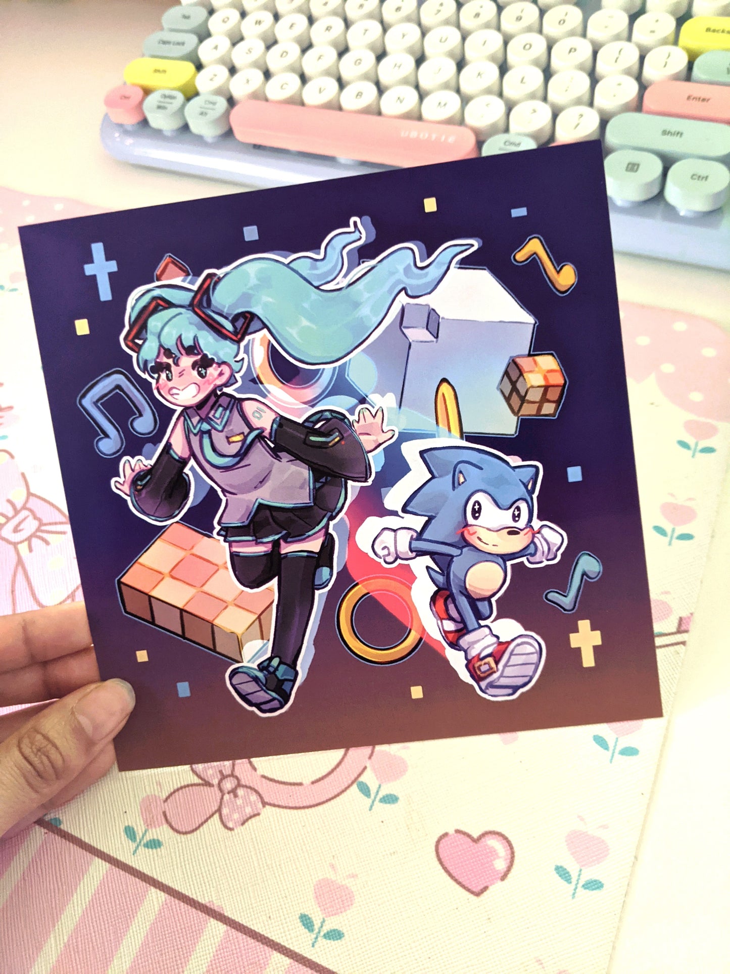 Sonic and Miku Art Print